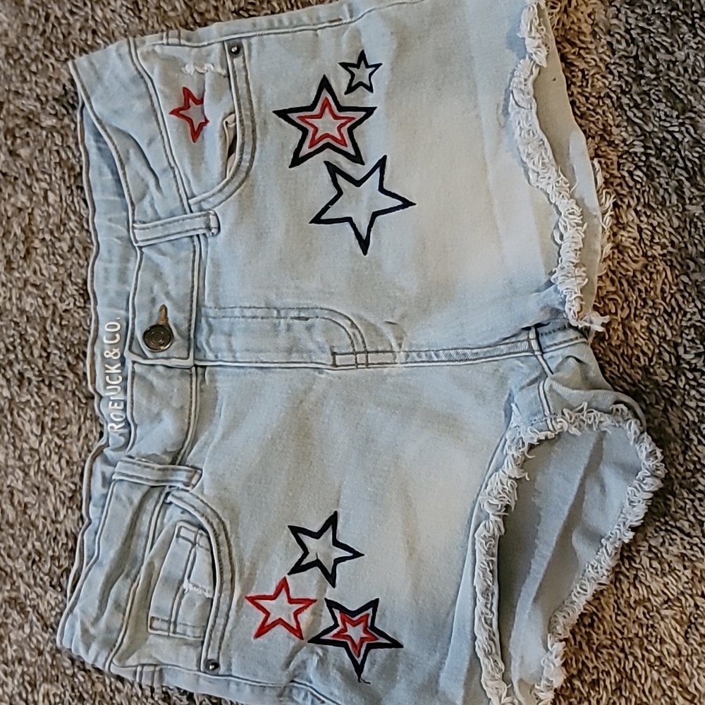 STUNNING ROEBUCK & CO LUREX STAR JEAN SHORTS